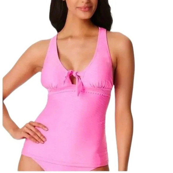 NWT Jessica Simpson Femme Pretty in Pique Strappy Back Swim Tankini Top Size S - Picture 9 of 9